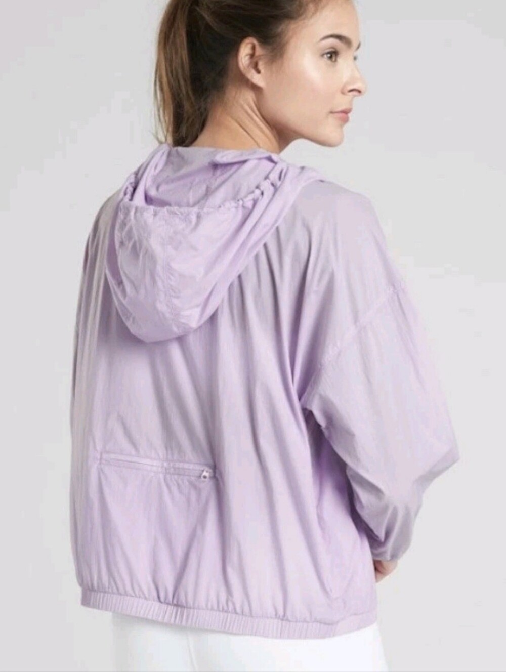 Athleta Dispatch Anorak Light Purple Hooded Pullover Windbreaker Jacket, Size M - Picture 3 of 9